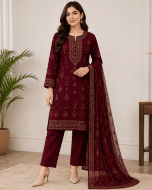 Elegant Embroidered 2-Piece Suit