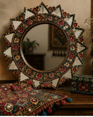 Sindh Floral Heritage Round Mirror