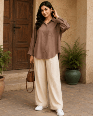 Oversized Shirt & Wide-Leg Trousers Set