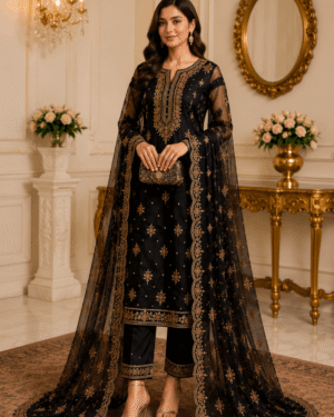 Embroidered Organza 3-Piece Suit